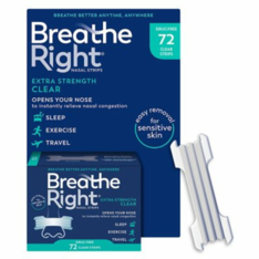 Miếng Dán Hỗ Trợ Thông Mũi & Giảm Nghẹt Mũi Breathe Right Clear – Hộp 72 Miếng