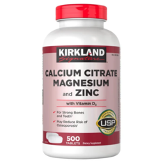 Viên Uống Kirkland Signature Calcium Citrate, Magnesium & Zinc – Hộp 500 Viên