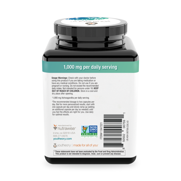 Viên Uống Nhân Sâm Youtheory Ashwagandha Giảm Căng Thẳng – Hộp 150 Viên