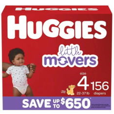 Huggies Little Movers Baby Diapers, Size 4 (22-37 lbs)