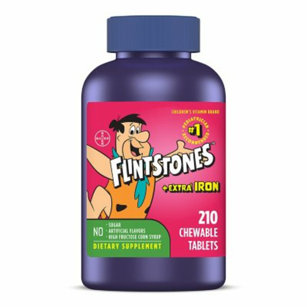 Viên Nhai Bổ Sung Vitamin Tổng Hợp Flintstones Với Sắt Cho Trẻ Em – Hộp 210 Viên