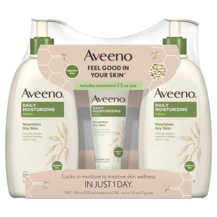 Kem Dưỡng Ẩm Aveeno Daily Moisturizing Lotion – 2 chai & 1 Tuýp (Tổng 1135g)