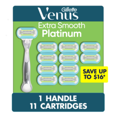 Dao Cạo Dành Cho Phụ Nữ Venus Platinum Extra Smooth Metal Women's Razor - 1 Tay Cầm Kim Loại Kèm 11 Lưỡi Thay Thế