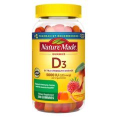 Kẹo Dẻo Bổ Sung Vitamin D3 Nature Made Extra Strength 5000 IU (125 mcg) – Hộp 200 Viên