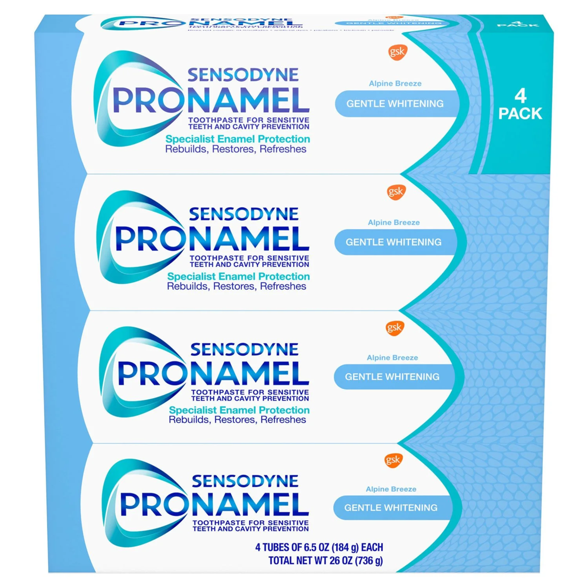 Kem Đánh Răng Sensodyne Pronamel Gentle Whitening Toothpaste for Sensitive Teeth Alpine Breeze - Set 4 Tuýp X 184g