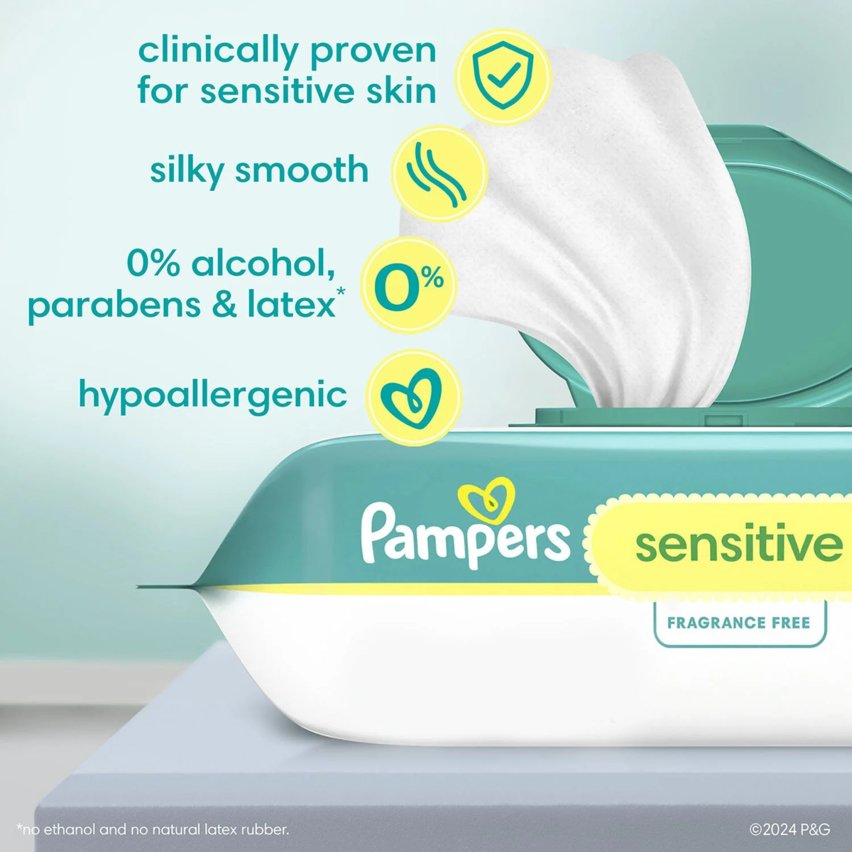 Khăn Ướt Pampers Sensitive Baby Wipes Fragrance Free - Hộp 16 Gói (Tổng 896 Khăn)