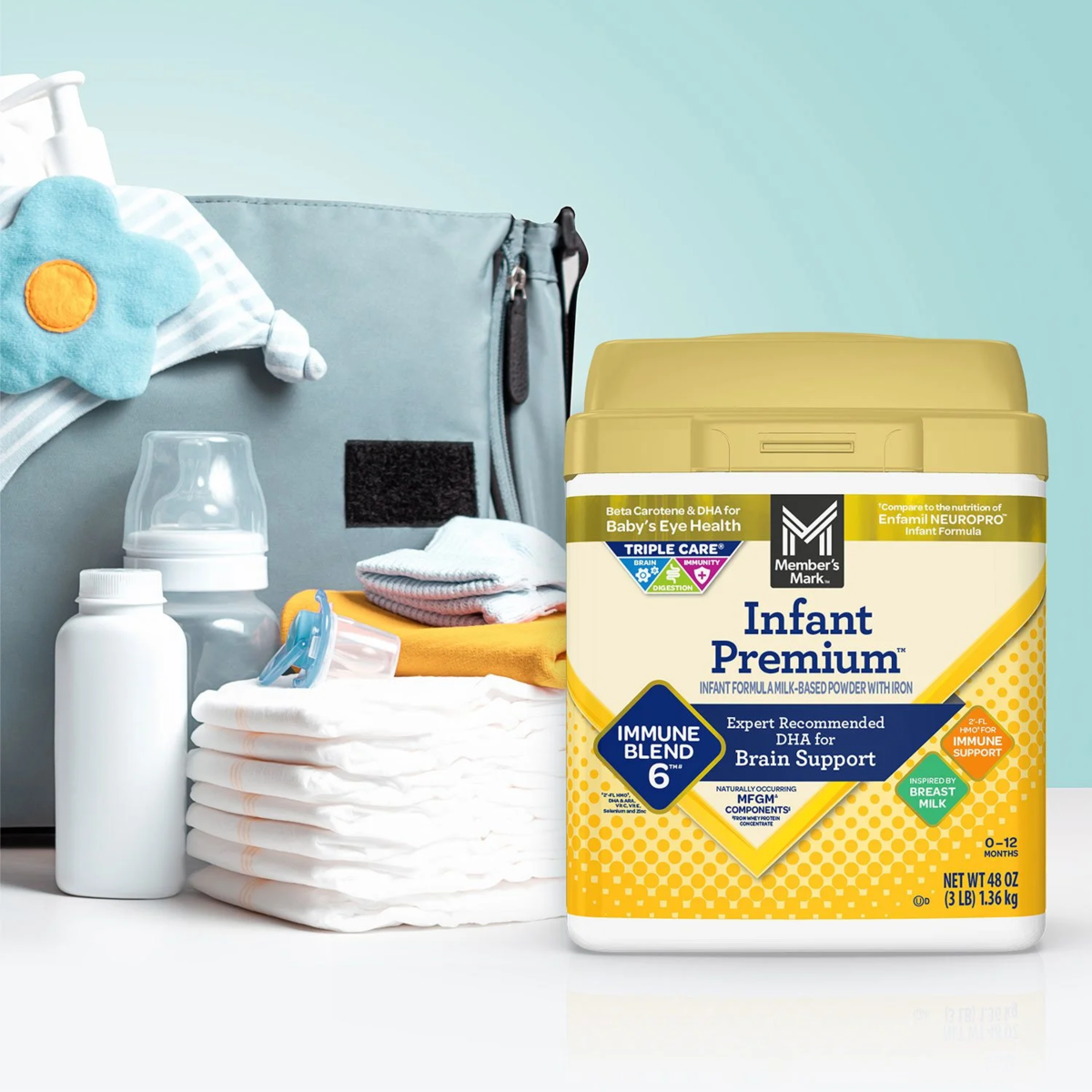 Sữa Công Thức Member’s Mark Infant Premium Infant Formula Milk-based Powder With Iron Cho Bé 0-12 Tháng - Hộp 1.36kg