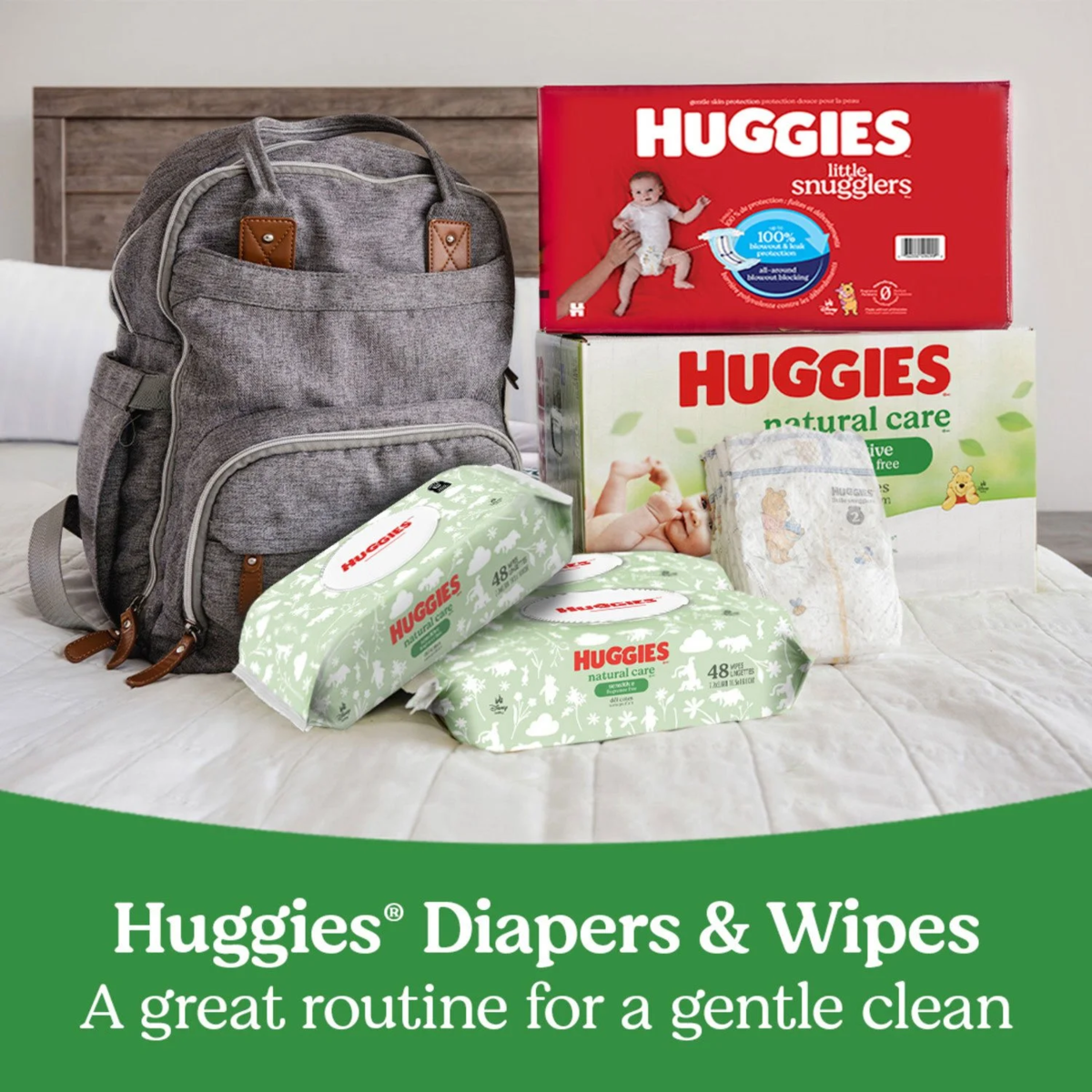 Khăn Ướt Huggies Natural Care Sensitive Baby Wipes Fragrance Free - Hộp 17 Gói (Tổng 1088 Khăn)