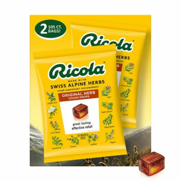 Viên Ngậm Hỗ Trợ Giảm Ho Và Làm Dịu Cổ Họng Ricola Original Natural Herb – Hộp 2 Gói X 105 viên