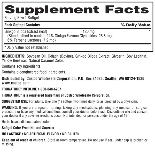 Viên Uống Trunature Ginkgo Biloba – Hộp 340 Viên