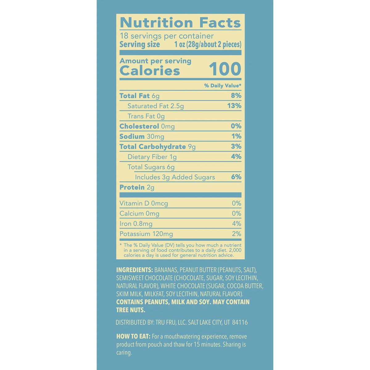 Tru Fru Bananas in Peanut Butter & Dark Chocolate, Frozen, 18 oz.