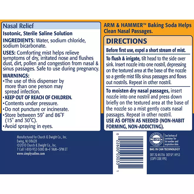 Xịt Mũi Hỗ Trợ Làm Sạch Và Thông Mũi Simply Saline – 3 Chai X 127g