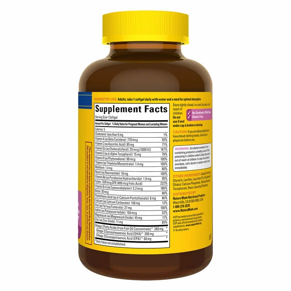 Viên Uống Nature Made Prenatal Folic Acid + DHA – Hộp 150 Viên
