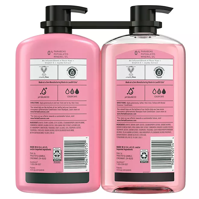 Bộ Dầu Gội và Dầu Xả Hương Hoa Hồng Herbal Essences Rose Hips Smooth Shampoo and Conditioner - 2 Chai X 1L