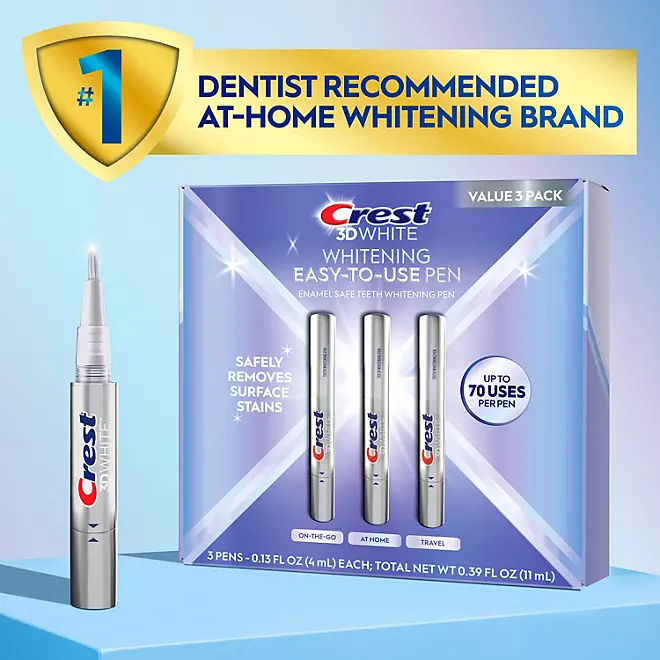 Bút Làm Trắng Răng Crest 3DWhite Enamel Safe - Hộp 3 Bút X 4ml