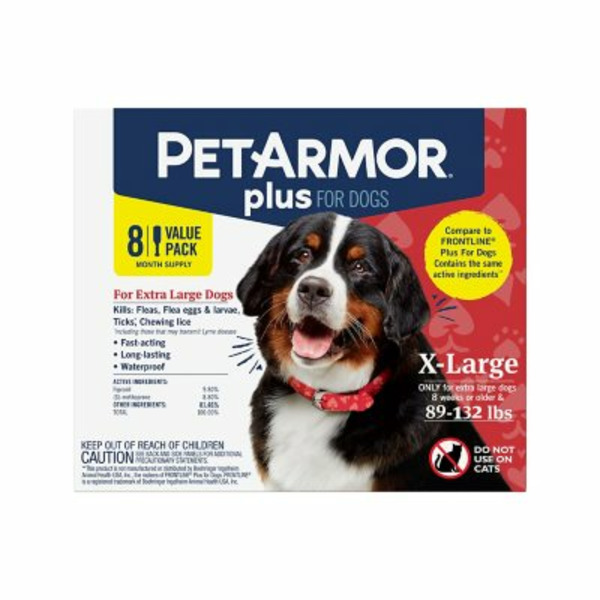 Thuốc Nhỏ Gáy PetArmor Plus Trị Bọ Chét & Ve Cho Chó Lớn 40–60 kg – Hộp 8 Ống