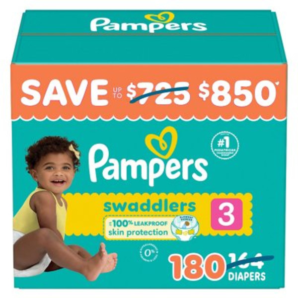 Tã Pampers Swaddlers Diapers Sizes 3 Cho Bé 7-12kg - Gói 180 Miếng