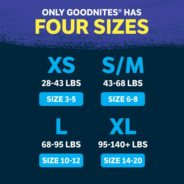 Quần Lót Ban Đêm Cho Bé Trai Từ 31-43kg Goodnites Boys' Nighttime Bedwetting Underwear Size Large (68-95 lbs) - Gói 58 Miếng