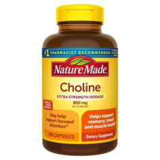 Viên Uống Hỗ Trợ Chức Năng Não Bộ, Chuyển Hóa Chất Béo và Sức Khỏe Gan Nature Made Choline - Hộp 180 Viên