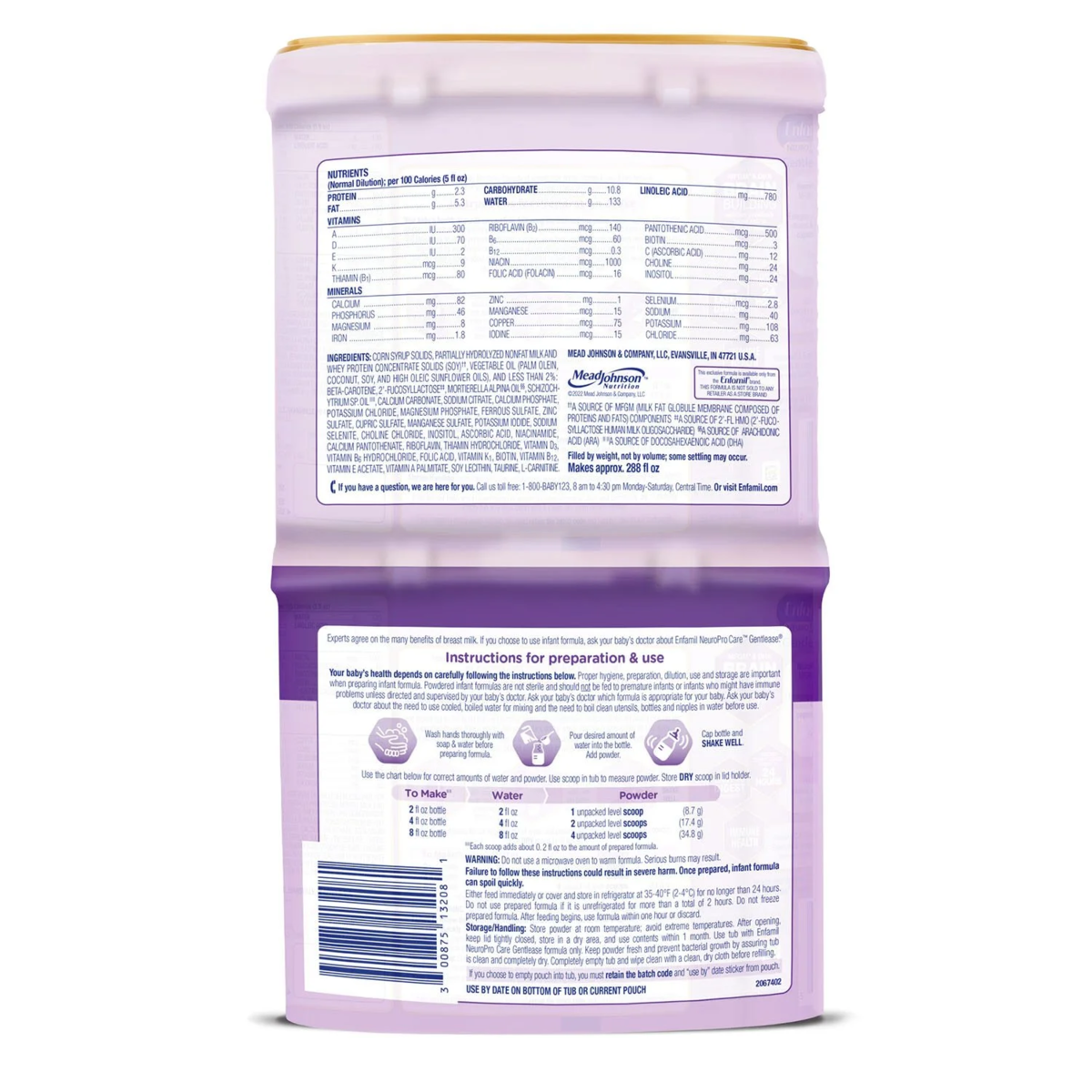 Sữa Công Thức Cho Bé Gặp Vấn Đề Về Tiêu Hóa Enfamil NeuroProCare Gentlease Infant Formula - Tổng 1.13kg