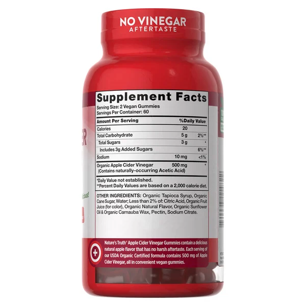 Kẹo Dẻo Giấm Táo Nature's Truth USDA Organic Apple Cider Vinegar 500 mg – Hộp 120 Viên
