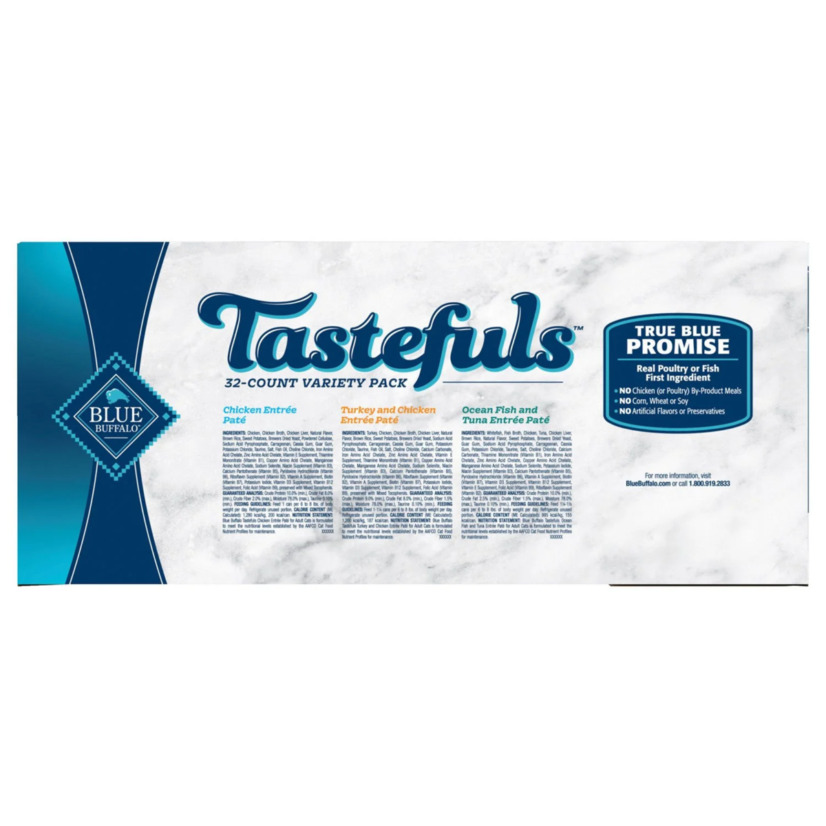 Thức Ăn Cho Mèo Blue Buffalo Tastefuls Variety Pack, Pate Wet Cat Food - Thùng 32 Lon