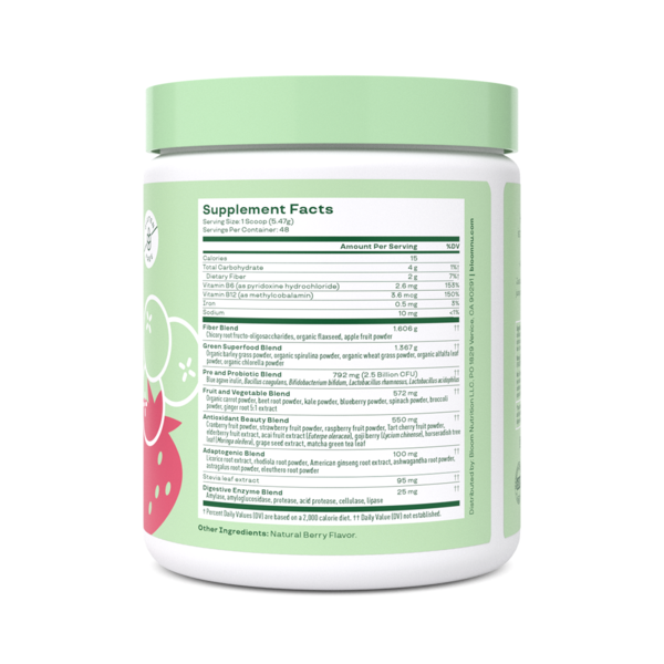 Bột Dinh Dưỡng Bloom Nutrition Greens & Superfoods Vị Berry – Hộp 227g