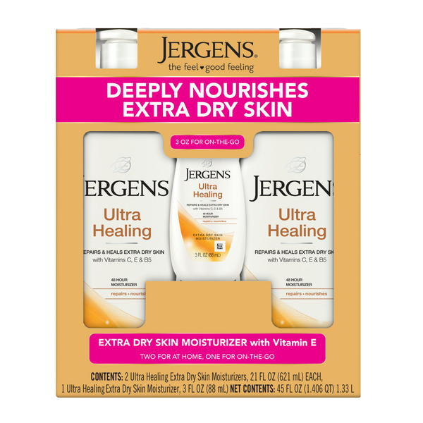 Bộ Kem Dưỡng Ẩm Jergens Ultra Healing Extra Dry Skin – Hộp 3 Chai (Tổng 1330ml)
