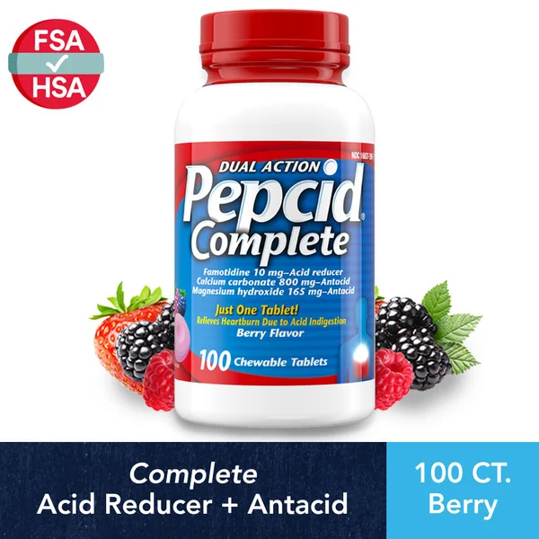 Viên Nhai Hỗ Trợ Giảm Ợ Nóng Pepcid Complete –  Hộp 100 Viên