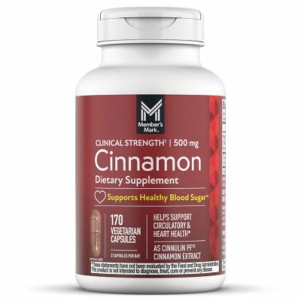 Viên Uống Hỗ Trợ Đường Huyết Member's Mark Clinical Strength Cinnamon 500mg – Hộp 170 Viên