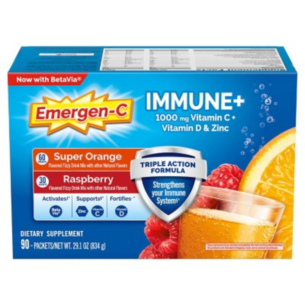 Bột Sủi Hỗ Trợ Tăng Cường Hệ Miễn Dịch & Bổ Sung Vitamin C Emergen-C Immune+ - Hộp 90 Gói