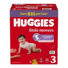 Tã Huggies Little Movers Baby Diapers Size 3 Cho Bé Từ 7-12kg - Gói 192 Miếng